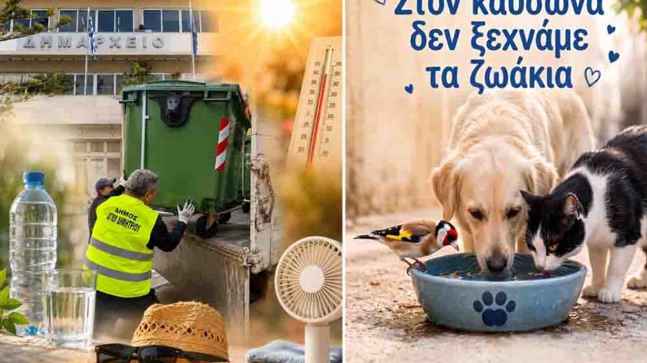 Δήμος Αγίου Δημητρίου: Έκτακτα μέτρα για τον καύσωνα και ειδικό ωράριο εργαζομένων