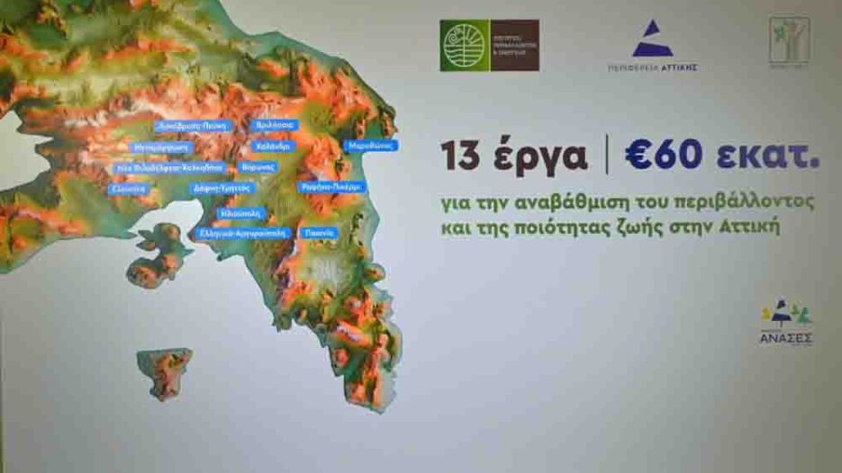 «Πράσινες Ανάσες για την Αττική»: 13 παρεμβάσεις στο αστικό τοπίο με προϋπολογισμό 60,4 εκατ. ευρώ